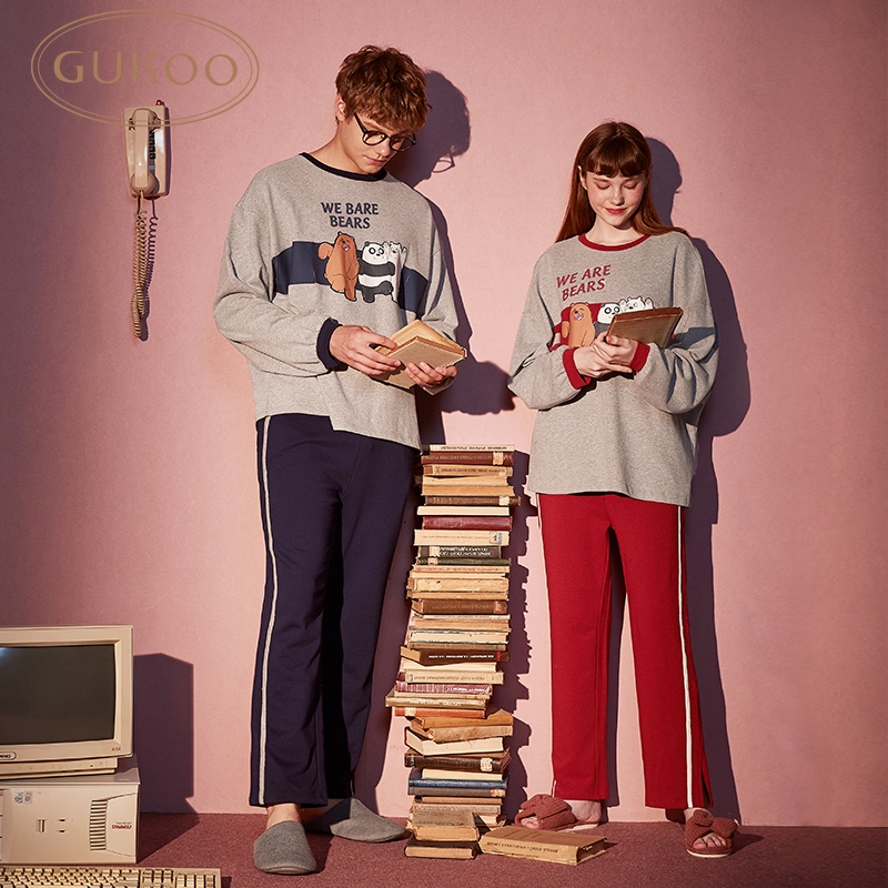 Gukoo The Shell We Bare Bear Autumn/Winter Cotton Couple Pajamas Set